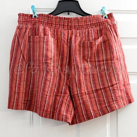Briggs Ladies’ Linen Blend Short RED STRIPE - Picture 4 of 5